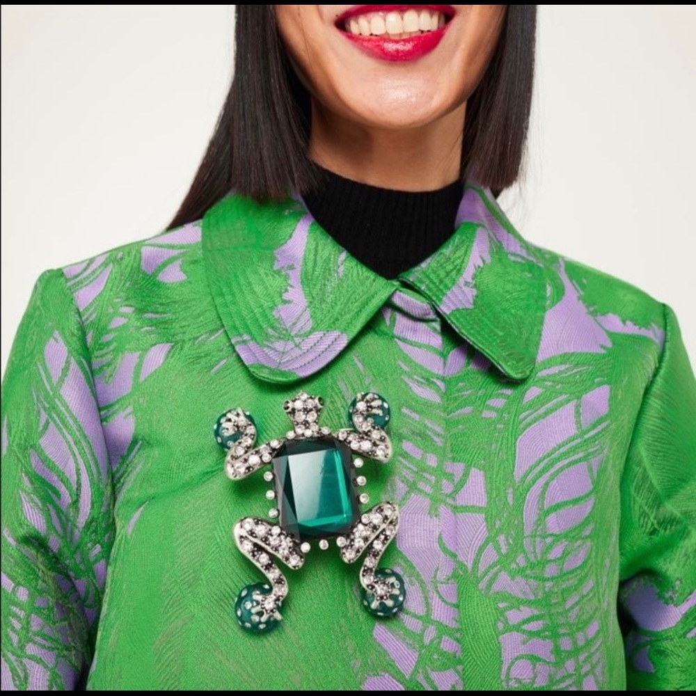 Iris Apfel x H&M Collaboration Rhinestone Embellished Large Brooch Frog Brooch